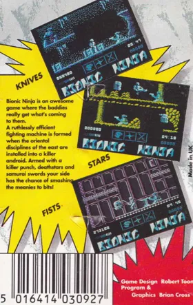 Bionic Ninja (UK) (1989) box cover back